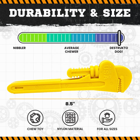 Industrial Dog Pipe Wrench Chew Toy – Ultra Durable Nylon – Made in USA SodaPup  Nylon Dog Toys