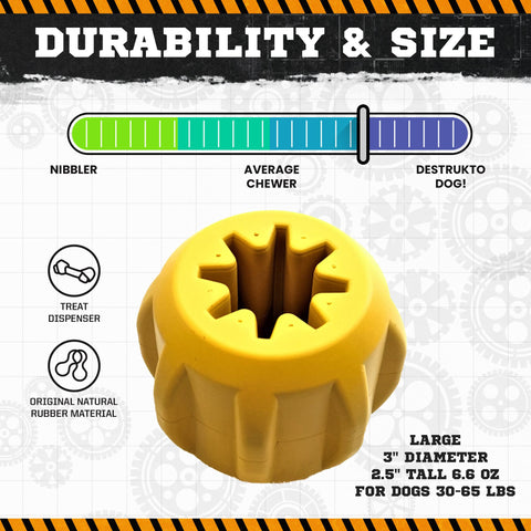 Industrial Dog Gear-Shaped Rubber Treat Dispenser Chew Toy | Made in USA SodaPup  Rubber Dog Toys