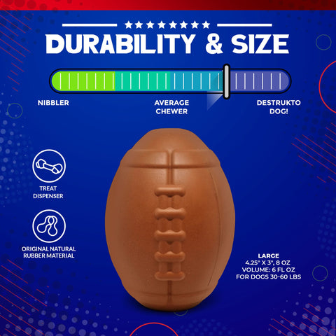 Durable Rubber Football Dog Treat Dispenser Toy – Chew Resistant | Made in USA SodaPup  Rubber Dog Toys