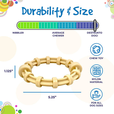 Honey Bone Chicken Flavored Durable Nylon Dog Teething Ring – Made in USA SodaPup  Nylon Dog Toys