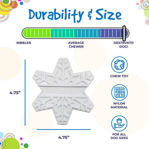 Snowflake Nylon Dog Chew Toy – Durable Interactive Chewer | Made in USA SodaPup  Nylon Dog Toys