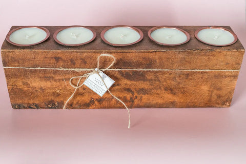 5-Hole Sugar Mold Candle – Handmade Wooden Centerpiece | Soy Wax | Made in USA by Shanti + Tula Shanti + Tula  Home Decor