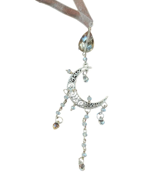 5 Inch Crystal Moon Car Charm with Hanging Organza Ribbon – Luminous Car and Wall Decor | Made in USA Michelle Marie Boutique  Charm