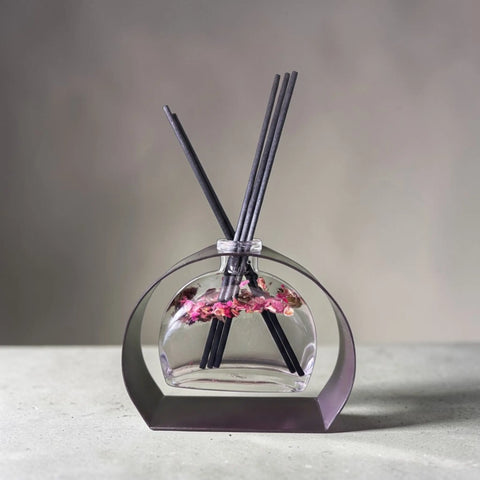 5 Oz Glass Reed Diffuser With Modern Hanging Stand – Long-Lasting Home Fragrance Oil | Made in USA Wick and Glow Candle Company™  Reed diffuser