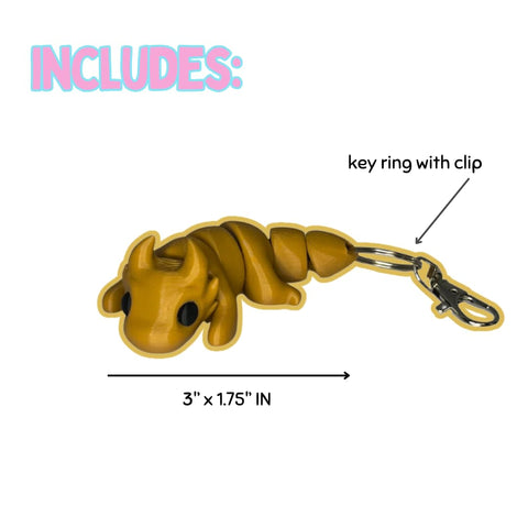 Articulated Baby Pink Axolotl Keychain – Flexible Fidget Toy | Made in USA Chatelet Manufacturing 