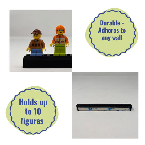 Adhesive Mount Strip for Lego Minifigure Display – Holds 15 Figures | Made in USA Chatelet Manufacturing 