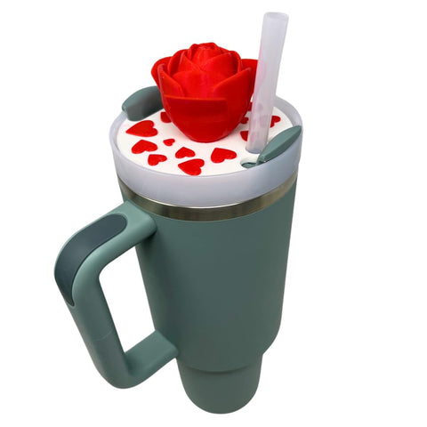 Valentines Day Heart Topper Charm – Stanley Tumbler Accessory | Made in USA Chatelet Manufacturing 