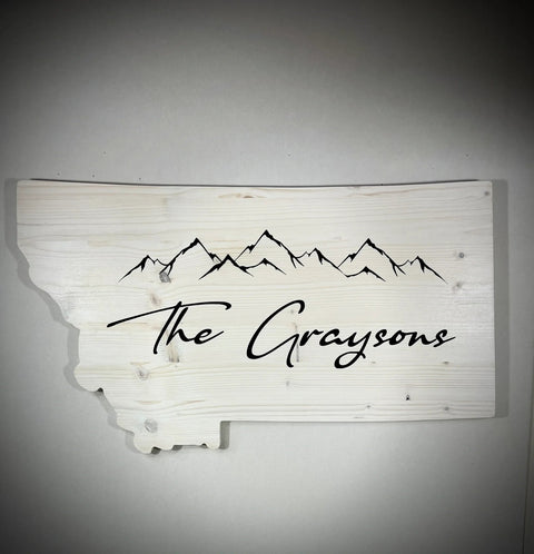 Personalized Montana Wood Sign – 24 Inch x 14 Inch Carved Family Name | Custom Wall Decor | Made in USA B. James Design & Woodwork 