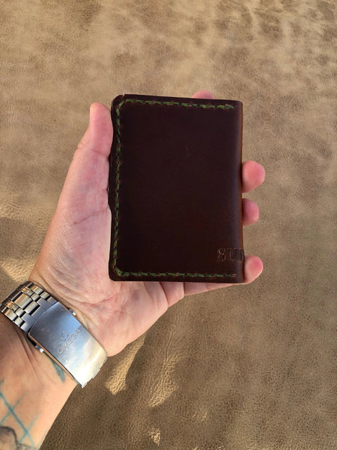 Buffalo Nickel Leather Card Wallet – Slim Dark Oil Brown Design | Handmade in USA Sully + Proper Supply 