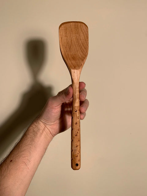 Handmade Wooden Spatula With Dimpled Grip – Ergonomic Kitchen Tool | Made in USA Shop Cat Woodworks  item