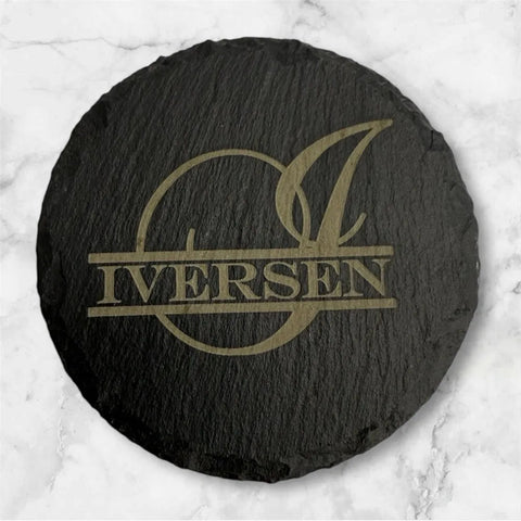 Slate Coaster Set of 6 – 4 Inch Round Natural Stone Coasters | Custom Home Accent | Made in USA B. James Design & Woodwork 