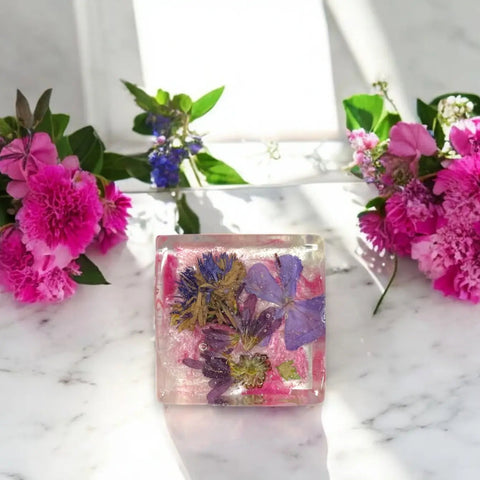 Set of Four Handmade Pressed Flower Resin Magnets – Botanical Fridge Decor – Michelle Marie Boutique | Made in USA Michelle Marie Boutique  Magnet