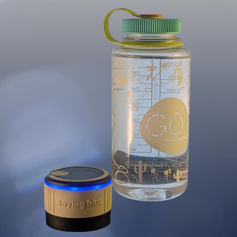 GO-3 Travel Water Purifier Bottle with Electrolytic Cap – Portable Hydration | Assembled in USA Roving Blue 