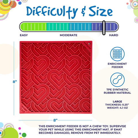 Heart Pattern Love EMat Enrichment Lick Mat – Small Dog Feeder | Made in USA SodaPup  EMAT