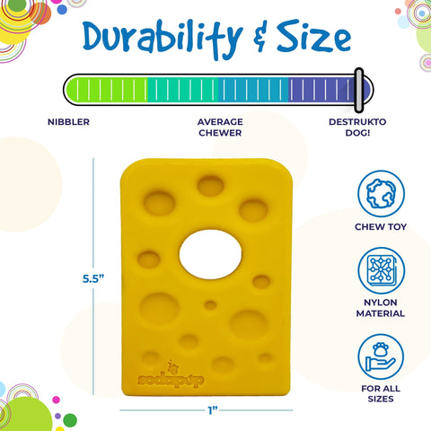 Swiss Cheese Wedge Durable Nylon Dog Chew Toy – Tough Power Chewer | Made in USA SodaPup  Nylon Dog Toys