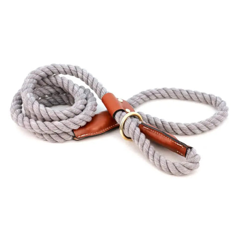 6 Foot Cotton Rope Slip Lead – Soft Durable Dog Leash with Leather Stopper | Made in USA Auburn Leathercrafters  item