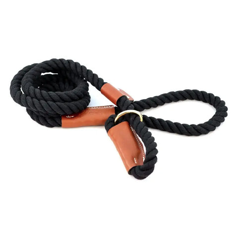 6 Foot Cotton Rope Slip Lead – Soft Durable Dog Leash with Leather Stopper | Made in USA Auburn Leathercrafters  item