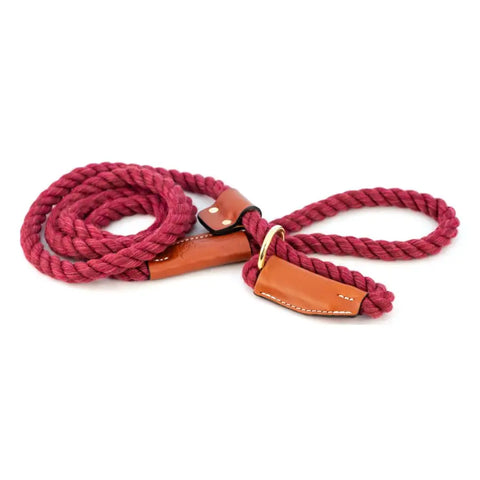 6 Foot Cotton Rope Slip Lead – Soft Durable Dog Leash with Leather Stopper | Made in USA Auburn Leathercrafters  item