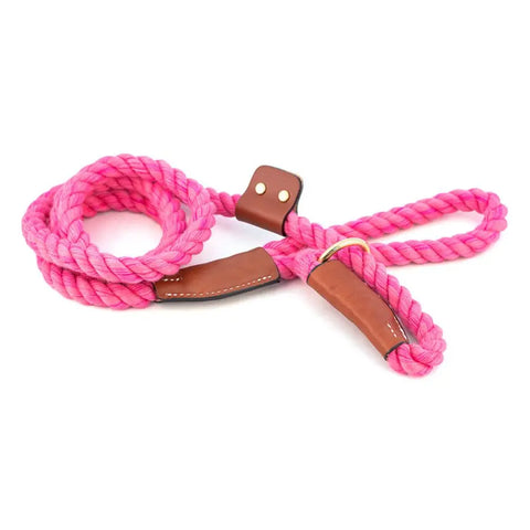 6 Foot Cotton Rope Slip Lead – Soft Durable Dog Leash with Leather Stopper | Made in USA Auburn Leathercrafters  item