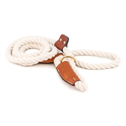 6 Foot Cotton Rope Slip Lead – Soft Durable Dog Leash with Leather Stopper | Made in USA Auburn Leathercrafters  item