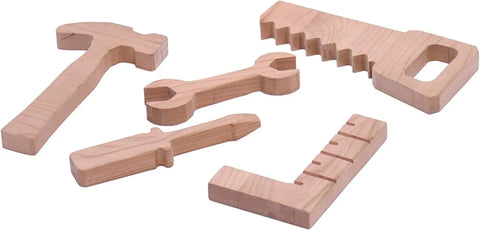 6 Piece Solid Cherry Wood Kids Tool Box Set – Handcrafted Toy Tools 10 Inch Carry Case | Made in USA Amish Toy Box  Toy
