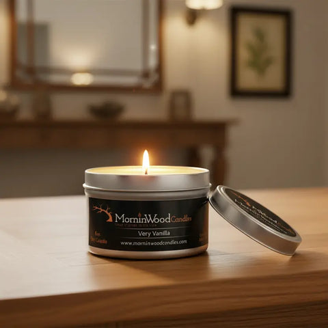 6.5oz Very Vanilla Soy Candle – Hand-Poured Scented Tin with Buttercream & Bourbon Notes | Made in USA MorninWood Candles  Candles