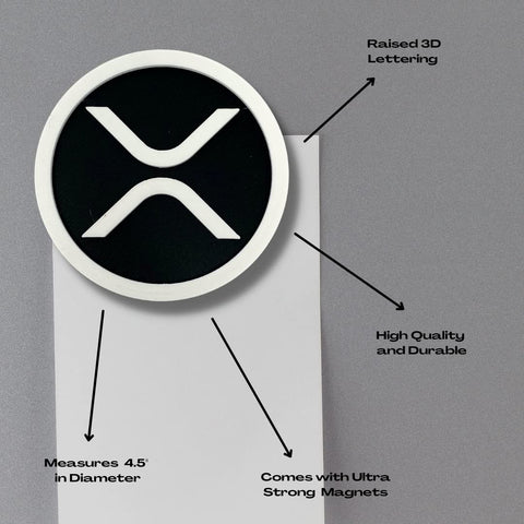 Ripple XRP Token Logo Fridge Magnet 4.5 Inch – Black White Design | Made in USA Chatelet Manufacturing 