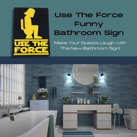 Use The Force Bathroom Wall Sign – 5 Inch 3D Printed Décor | Made in USA Chatelet Manufacturing 