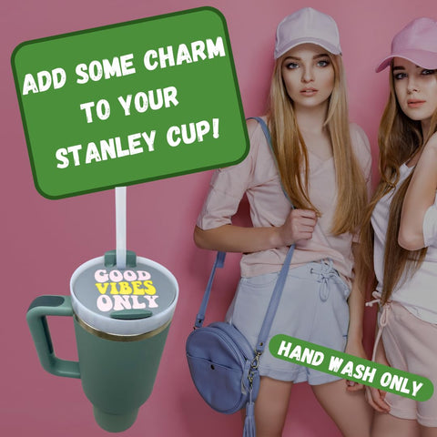 Baglets Smiley Face Tumbler Charms – Stanley Cup Compatible – Removable Topper | Made in USA Chatelet Manufacturing 