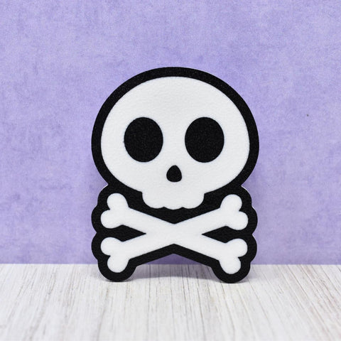 Halloween Skull And Crossbones Bag Charm – Rubber Tote Accessory | Made in USA Chatelet Manufacturing 