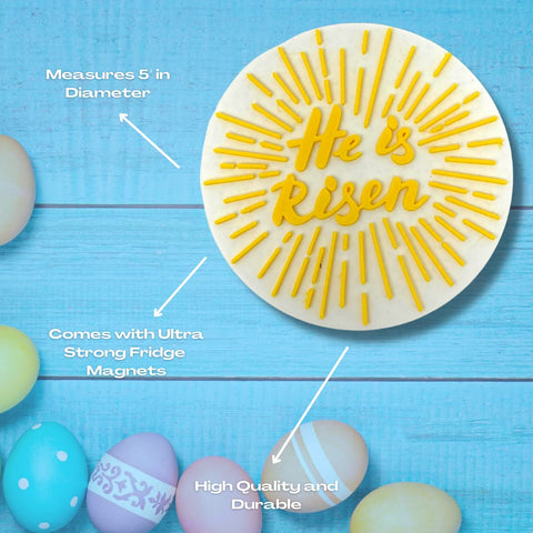 He Is Risen Easter Fridge Magnet 5 Inch – Religious Kitchen Decor | Made in USA Chatelet Manufacturing 