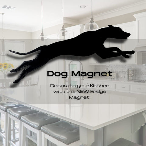 English Greyhound Dog Fridge Magnet – 7 Inch Black Silhouette | Made in USA Chatelet Manufacturing 