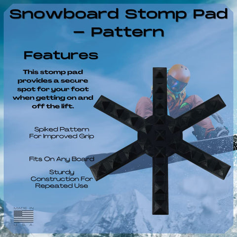 Snowboard Stomp Pad – Snowflake Spike Pattern for Enhanced Grip | Made in USA Chatelet Manufacturing 