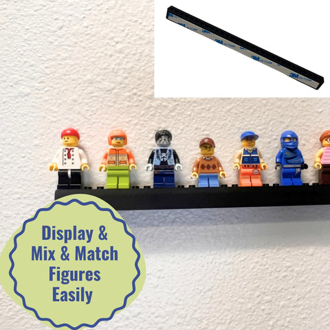 Adhesive Mount Strip for Lego Minifigure Display – Holds 15 Figures | Made in USA Chatelet Manufacturing 