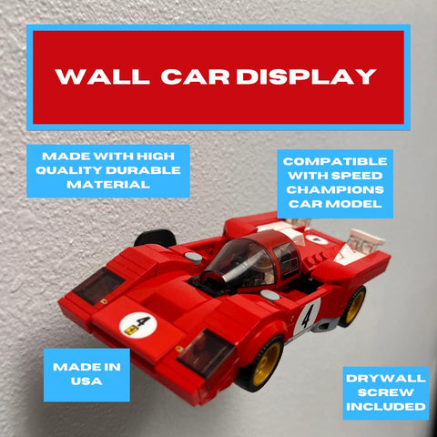 Lego Speed Champion Compatible Side Car Wall Mount – Durable Display Shelf | Made in USA Chatelet Manufacturing 