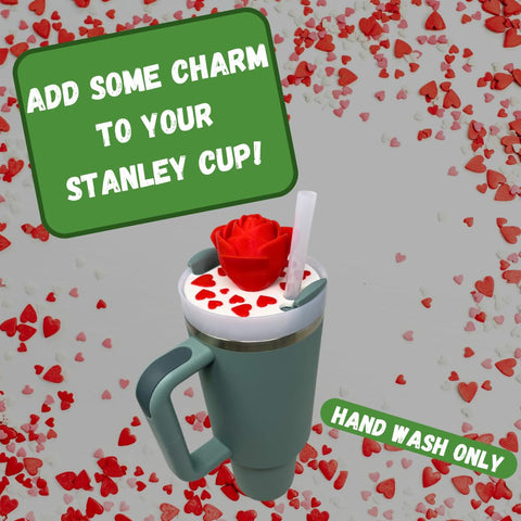 Valentines Day Heart Topper Charm – Stanley Tumbler Accessory | Made in USA Chatelet Manufacturing 