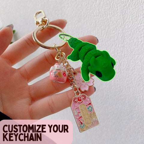 Articulated Baby Pink Axolotl Keychain – Flexible Fidget Toy | Made in USA Chatelet Manufacturing 