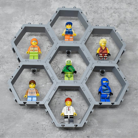 Hexagon Wall Mount Display – Interlocking Lego Figure Holder | Made in USA Chatelet Manufacturing 