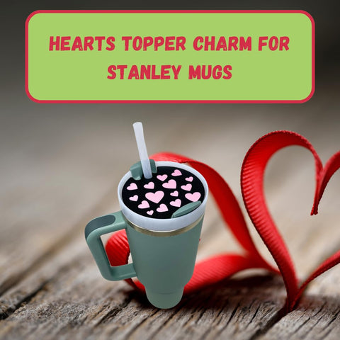 Valentines Day Heart Topper Charm – Stanley Tumbler Accessory | Made in USA Chatelet Manufacturing 