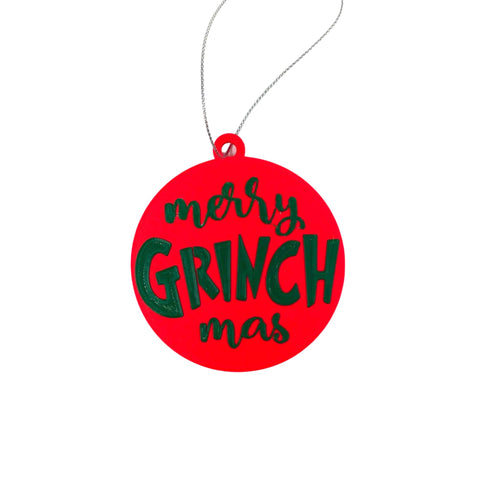 Merry Grinchmas Christmas Tree Ornament – 3D Printed Holiday Decor | Made in USA Chatelet Manufacturing 