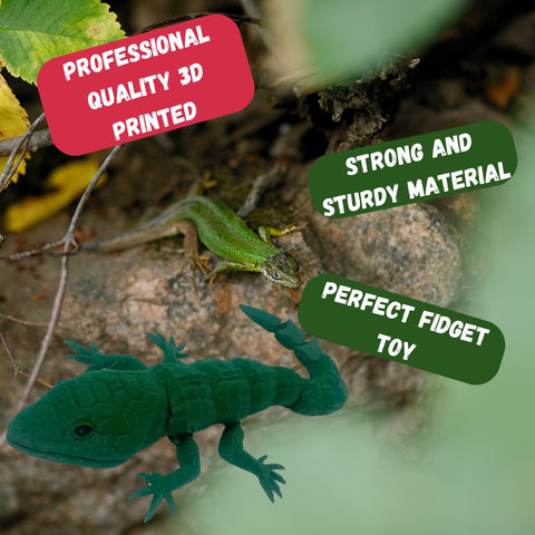Articulated Lizard 3D Printed Fidget Toy – Flexible Desk Display | Made in USA Chatelet Manufacturing 