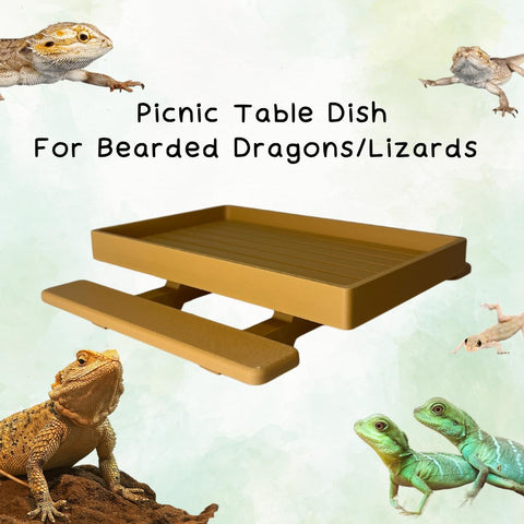 Reptile Terrarium Picnic Table – Platform Accessory for Bearded Dragons and Lizards | Made in USA Chatelet Manufacturing 