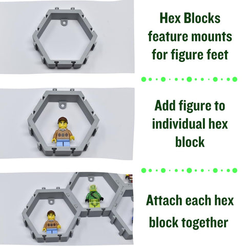 Hexagon Wall Mount Display – Interlocking Lego Figure Holder | Made in USA Chatelet Manufacturing 