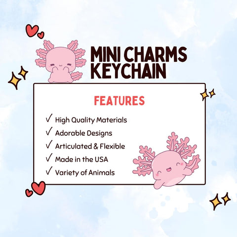 Articulated Baby Pink Axolotl Keychain – Flexible Fidget Toy | Made in USA Chatelet Manufacturing 