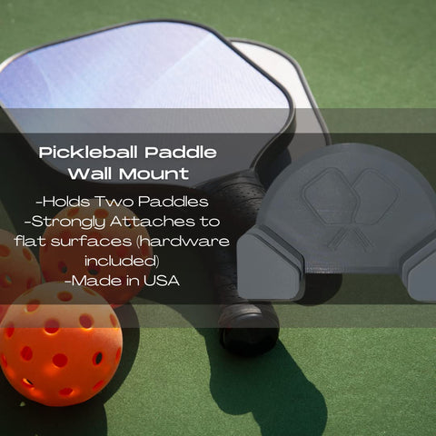 Pickleball Paddle Holder Wall Mount – Dual Racket Organizer | Made in USA Chatelet Manufacturing 