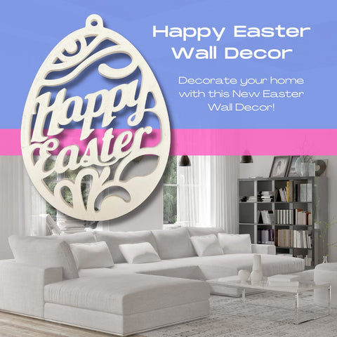 Easter Wall Decor – 3D Printed Happy Easter Hanging Ornament | Made in USA Chatelet Manufacturing 