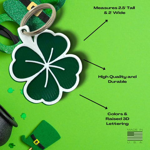 St Patrick's Day Shamrock Keychain – 2.5 Inch Lucky Clover Accessory | Made in USA Chatelet Manufacturing 