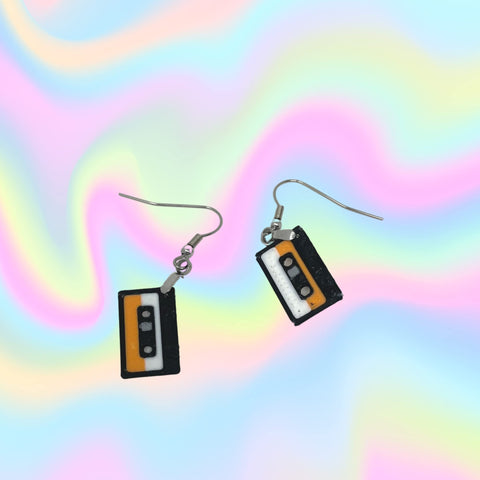 Retro Cassette Tape Earrings Set – 90s Party Accessories | Made in USA Chatelet Manufacturing 