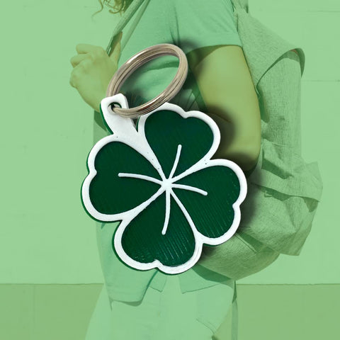 St Patrick's Day Shamrock Keychain – 2.5 Inch Lucky Clover Accessory | Made in USA Chatelet Manufacturing 