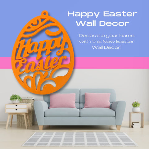Easter Wall Decor – 3D Printed Happy Easter Hanging Ornament | Made in USA Chatelet Manufacturing 